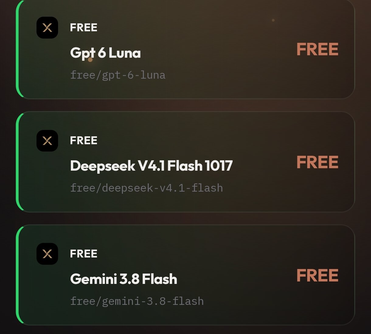 APInex 免费领:GPT-6 Luna、DeepSeek V4 Pro 等 15+ 模型,每天 3M Token 不用绑卡 APInex 免费领:GPT-6 Luna、DeepSeek V4 Pro 等 15+ 模型,每天 3M Token 不用绑卡