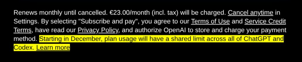12 月起 ChatGPT 和 Codex 用量将共用一个上限,重度用户先有个准备 12 月起 ChatGPT 和 Codex 用量将共用一个上限,重度用户先有个准备