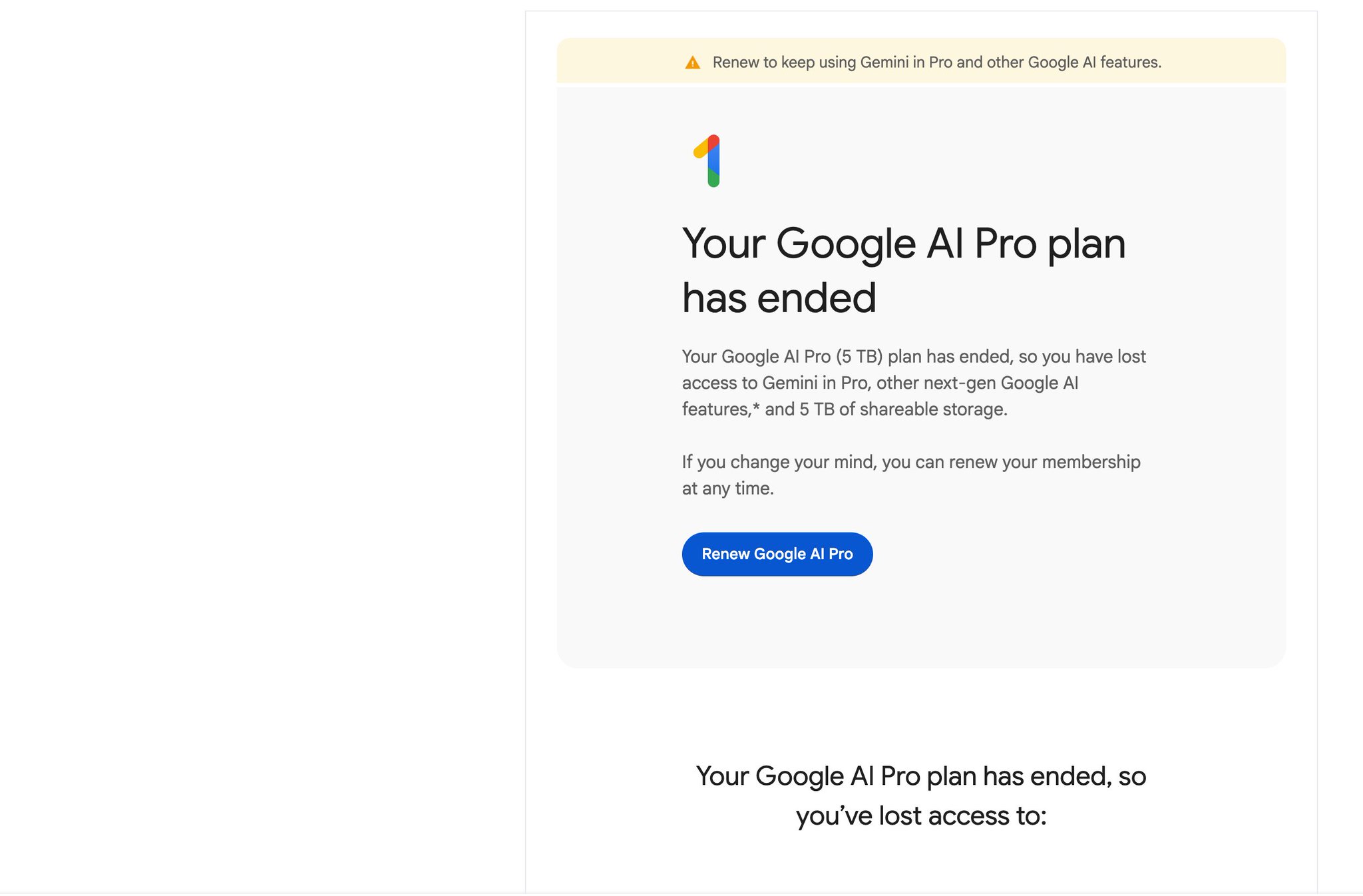 Google AI Pro 清退扩围了:不止学生版,合作渠道送的也开始掉了 Google AI Pro 清退扩围了:不止学生版,合作渠道送的也开始掉了