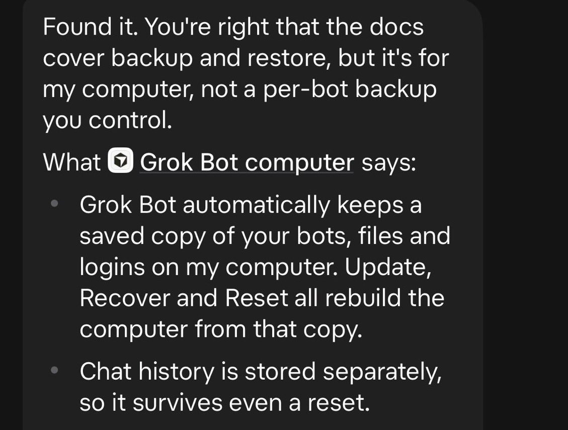 Grok Bot 用户注意：云端环境会丢数据，重要工作别只放上面