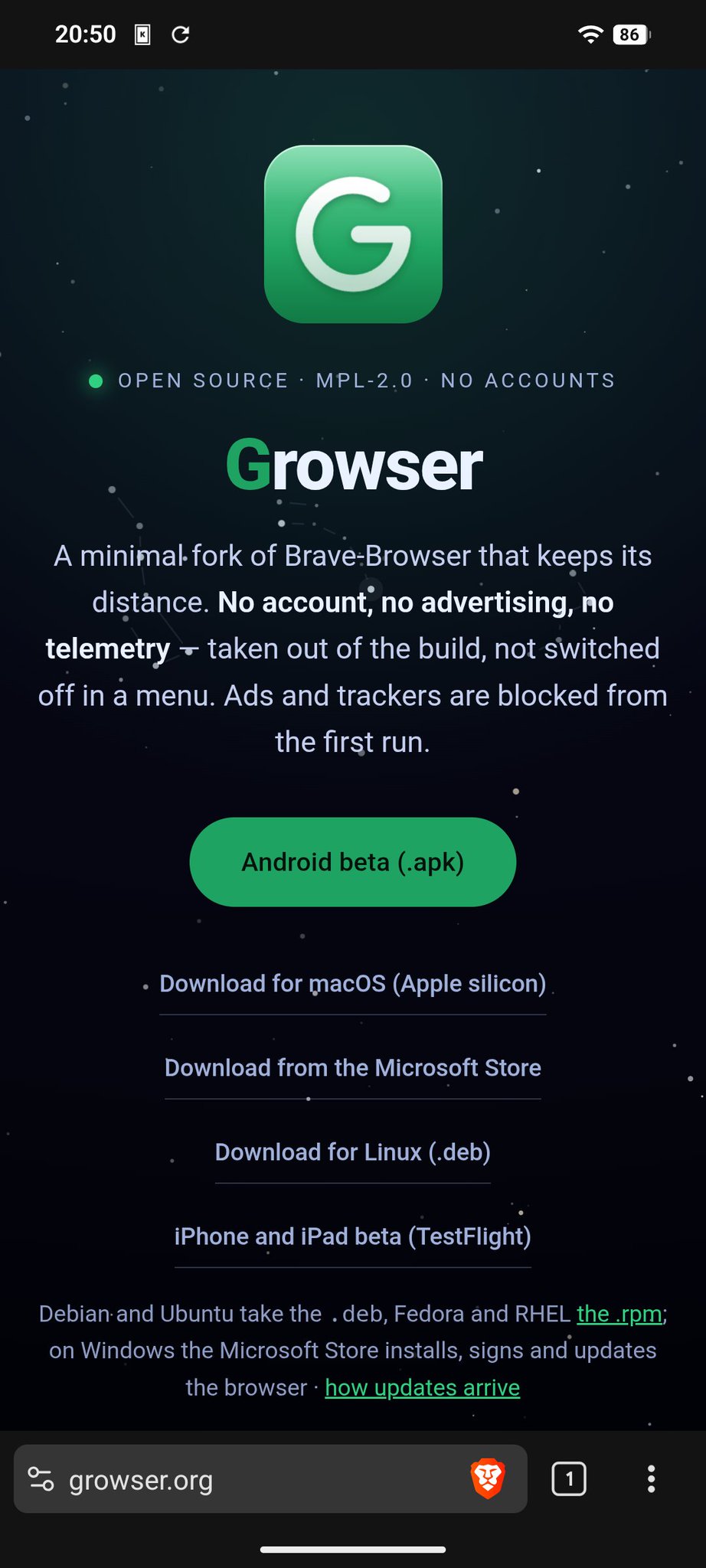 嫌 Brave 太臃肿?开源分支 Growser 把遥测、钱包、VPN 全从编译里砍了 嫌 Brave 太臃肿?开源分支 Growser 把遥测、钱包、VPN 全从编译里砍了