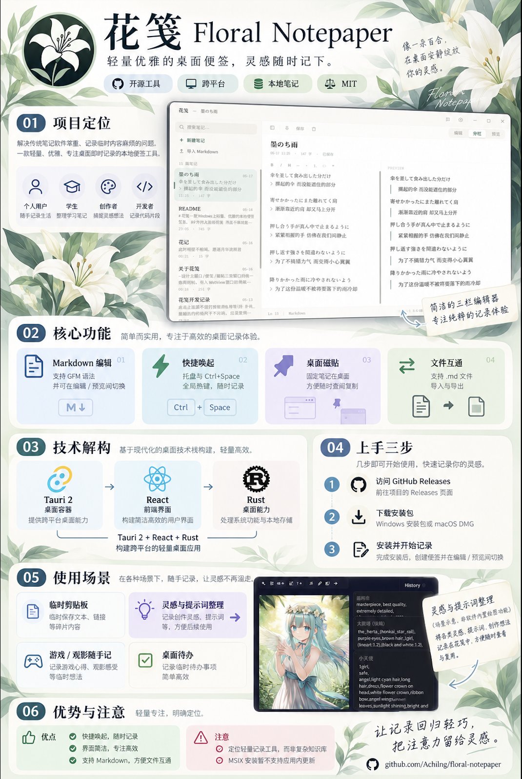 花笺:桌面随叫随到的开源便签,Markdown 编辑导出都顺手 花笺:桌面随叫随到的开源便签,Markdown 编辑导出都顺手