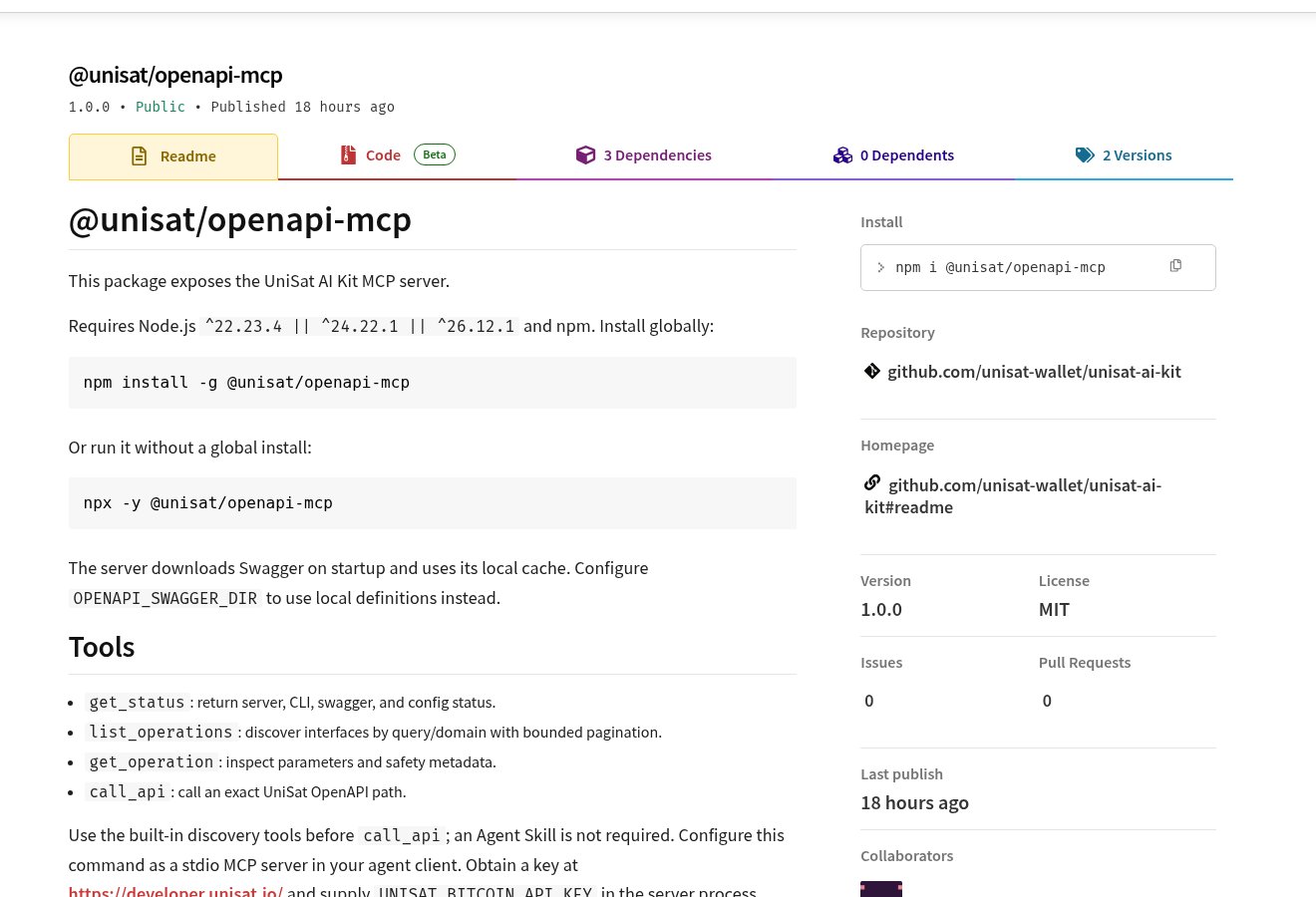 UniSat 把 OpenAPI 做成 MCP:本地接 Cursor 或 Claude,口语就能查链上数据 UniSat 把 OpenAPI 做成 MCP:本地接 Cursor 或 Claude,口语就能查链上数据