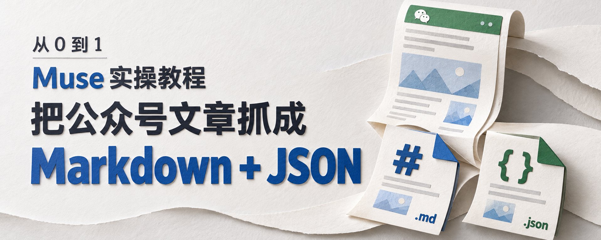 用 Muse 把公众号文章完整抓成 Markdown + JSON:实跑 2762 字无截断 用 Muse 把公众号文章完整抓成 Markdown + JSON:实跑 2762 字无截断