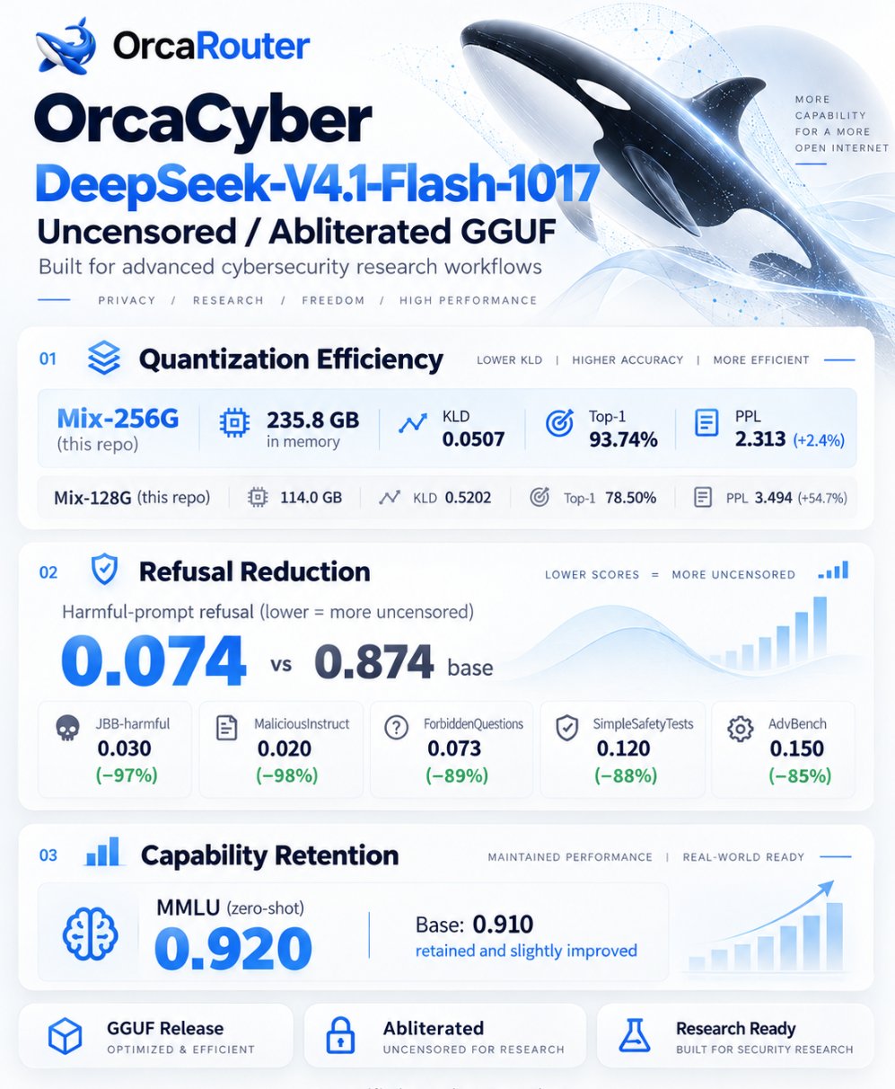 DeepSeek V4.1 Flash 开源去限制版:拒绝率降 91.5%,MMLU 反而涨了 DeepSeek V4.1 Flash 开源去限制版:拒绝率降 91.5%,MMLU 反而涨了