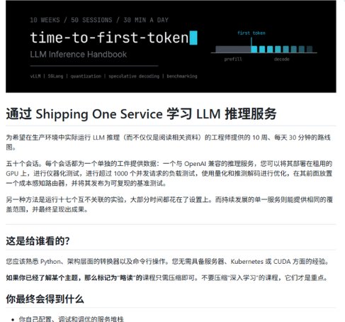 50 讲的开源教程，把 LLM 推理从能跑带到跑得稳：Time-to-First-Token
