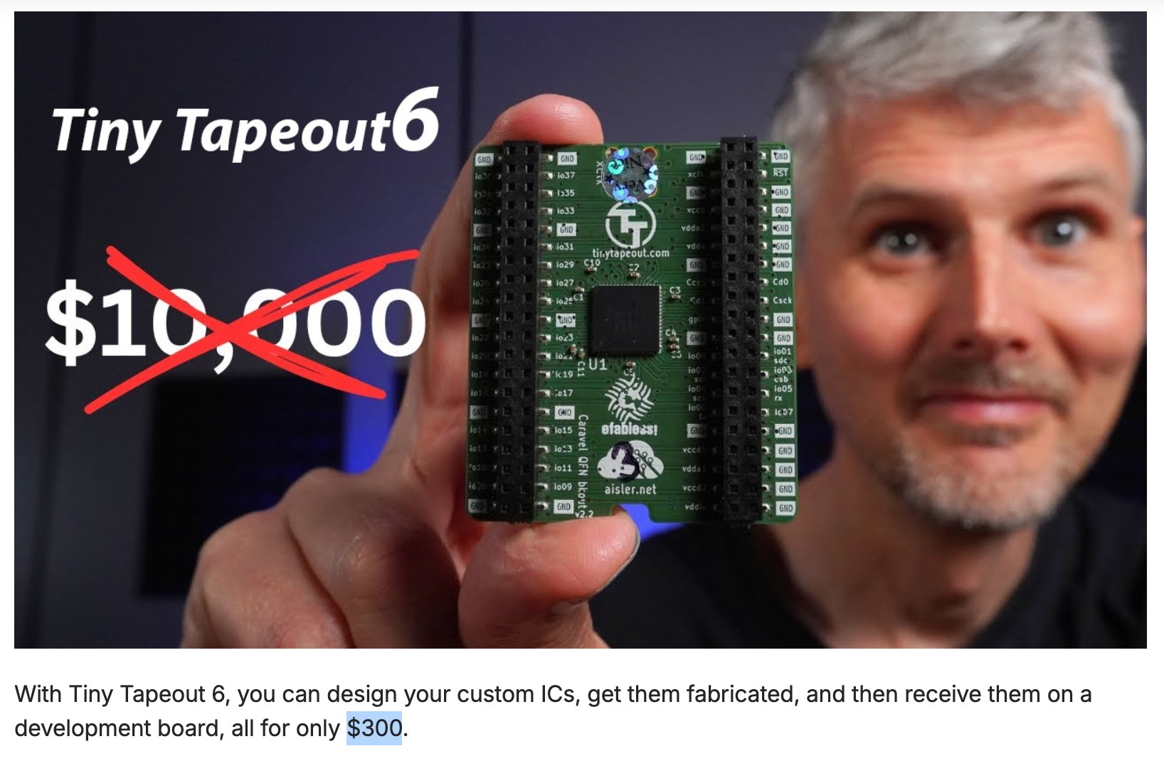 Tiny Tapeout：300 美元就能把自己设计的芯片做成实物