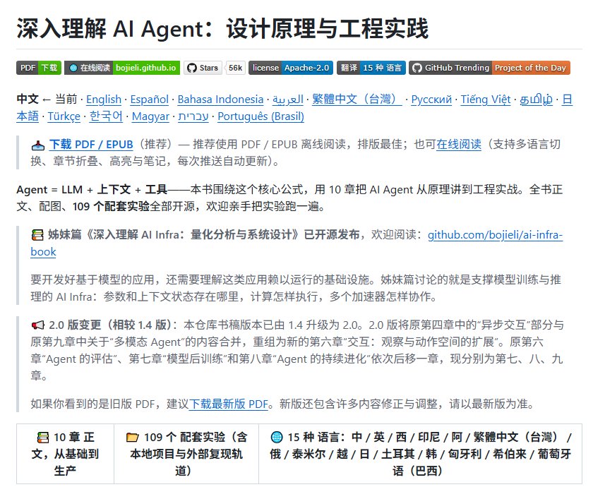 《深入理解 AI Agent》开源免费：54k 星，从工程落地讲透 Agent 为什么翻车